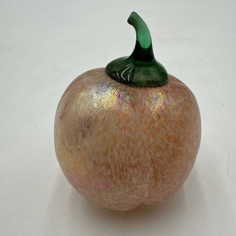 Glass Eye Studio Hand Blown Iridescent Studio Art Glass Fruit - Peach